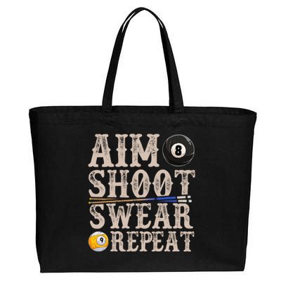 Aim Shoot Swear Repeat Funny Pool Billards Gift Cotton Canvas Jumbo Tote