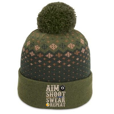 Aim Shoot Swear Repeat Funny Pool Billards Gift The Baniff Cuffed Pom Beanie