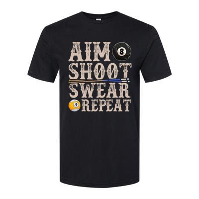 Aim Shoot Swear Repeat Funny Pool Billards Gift Softstyle CVC T-Shirt