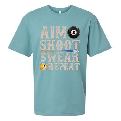 Aim Shoot Swear Repeat Funny Pool Billards Gift Sueded Cloud Jersey T-Shirt