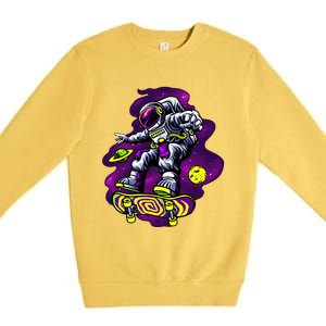 Astronaut Skateboard Skater Space Graphic Cute Gift Premium Crewneck Sweatshirt