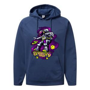 Astronaut Skateboard Skater Space Graphic Cute Gift Performance Fleece Hoodie