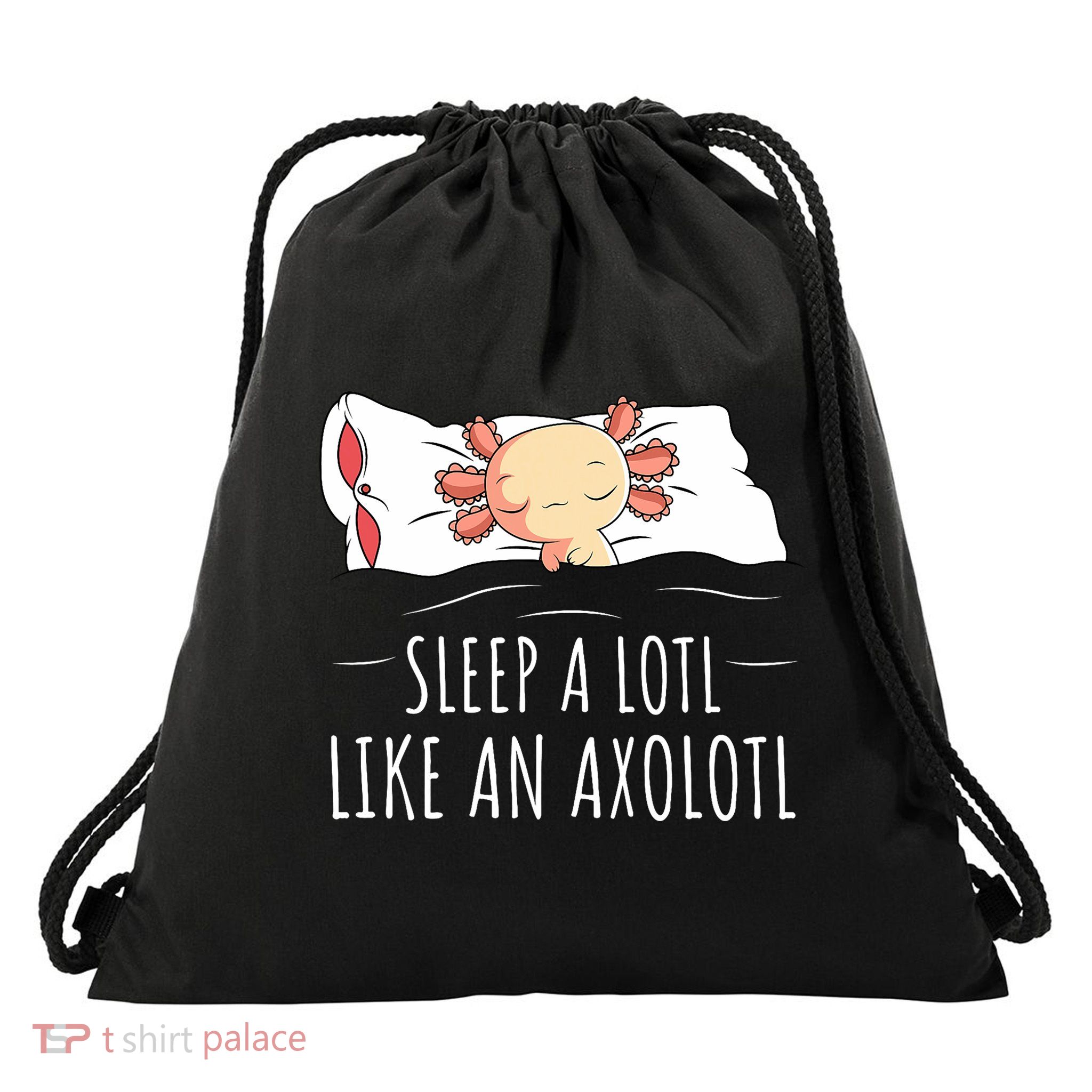 Axolotl Salamander Sleeping   Drawstring Bag