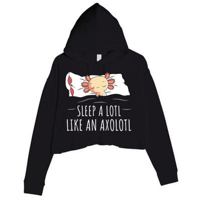 Axolotl Salamander Sleeping   Crop Fleece Hoodie