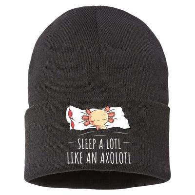 Axolotl Salamander Sleeping   Sustainable Knit Beanie