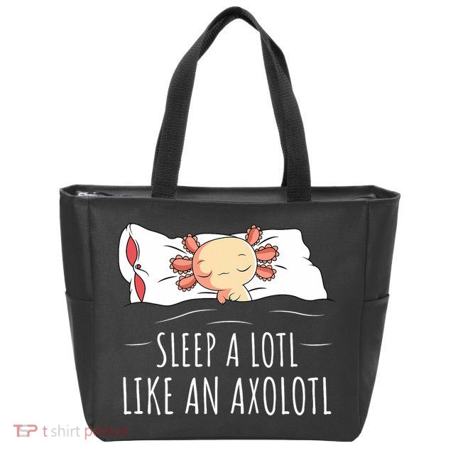 Axolotl Salamander Sleeping   Zip Tote Bag
