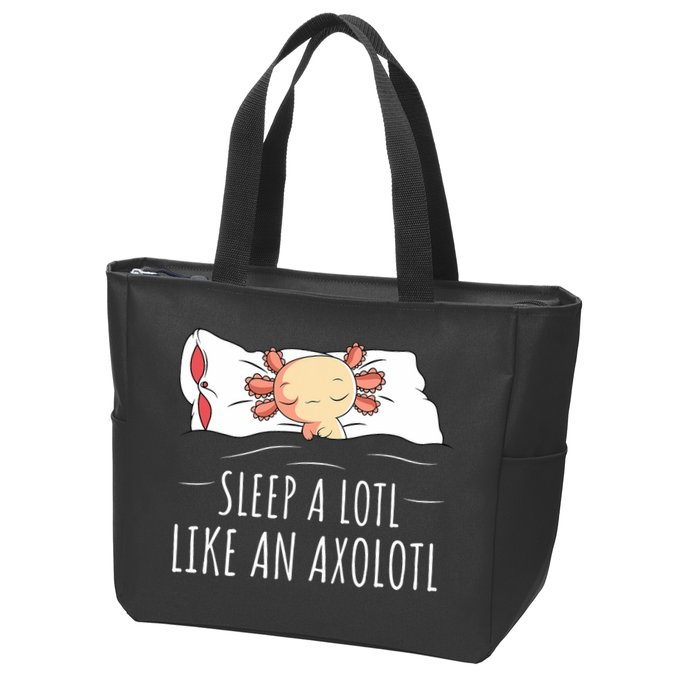 Axolotl Salamander Sleeping   Zip Tote Bag