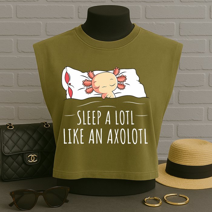 Axolotl Salamander Sleeping   Garment-Dyed Women's Muscle Tee
