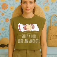 Axolotl Salamander Sleeping   Garment-Dyed Women's Muscle Tee
