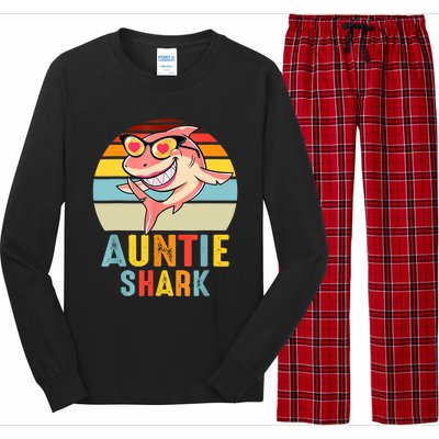 Auntie Shark Shark Family Happy Mother's Day Vintage Long Sleeve Pajama Set