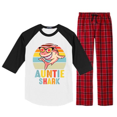 Auntie Shark Shark Family Happy Mother's Day Vintage Raglan Sleeve Pajama Set