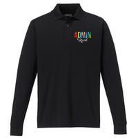 Admin Squad School Admin Assistant Principal Administrator Performance Long Sleeve Polo