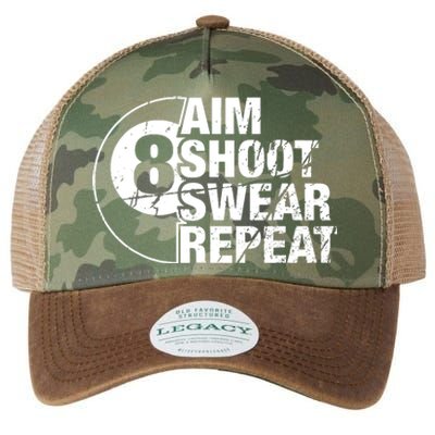 Aim Shoot Swear Repeat 8 Ball Pool Billiards Player Legacy Tie Dye Trucker Hat