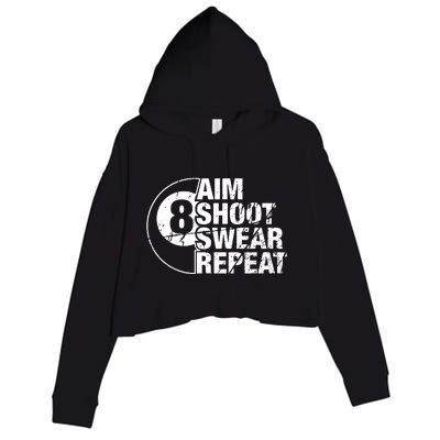 Aim Shoot Swear Repeat 8 Ball Pool Billiards Player Crop Fleece Hoodie