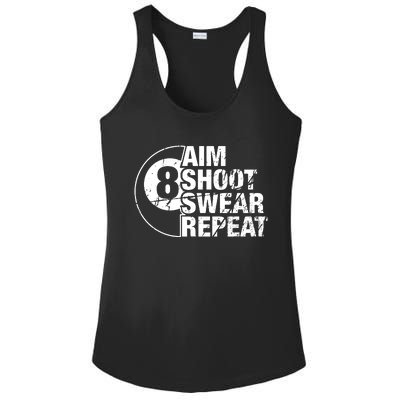 Aim Shoot Swear Repeat 8 Ball Pool Billiards Player Ladies PosiCharge Competitor Racerback Tank