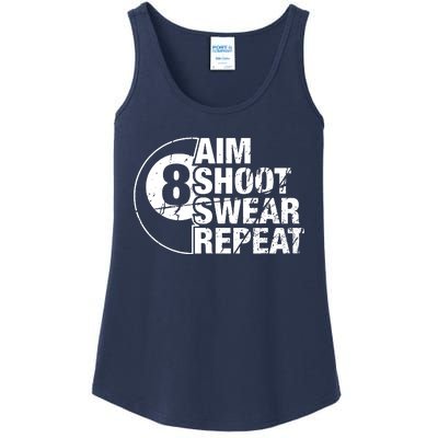 Aim Shoot Swear Repeat 8 Ball Pool Billiards Player Ladies Essential Tank