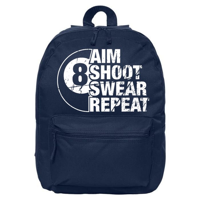 Aim Shoot Swear Repeat 8 Ball Pool Billiards Player 16 in Basic Backpack