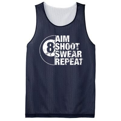 Aim Shoot Swear Repeat 8 Ball Pool Billiards Player Mesh Reversible Basketball Jersey Tank