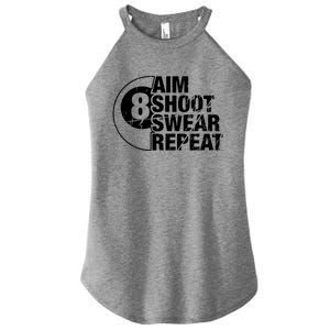 Aim Shoot Swear Repeat 8 Ball Pool Billiards Player Women's Perfect Tri Rocker Tank