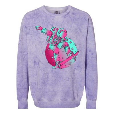 Astronaut Skateboard Skateboarding Skater Space Colorblast Crewneck Sweatshirt