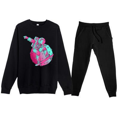 Astronaut Skateboard Skateboarding Skater Space Premium Crewneck Sweatsuit Set