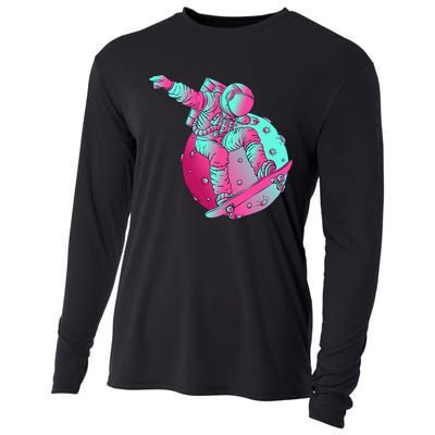 Astronaut Skateboard Skateboarding Skater Space Cooling Performance Long Sleeve Crew