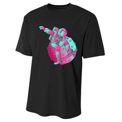 Astronaut Skateboard Skateboarding Skater Space Performance Sprint T-Shirt