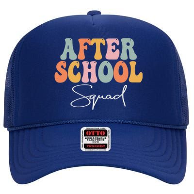 After School Squad Retro Groovy Vintage First Day Of School High Crown Mesh Back Trucker Hat