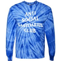 Anti Social Sagittarius Club Birth Sign Sagittarius Zodiac Gift Tie-Dye Long Sleeve Shirt