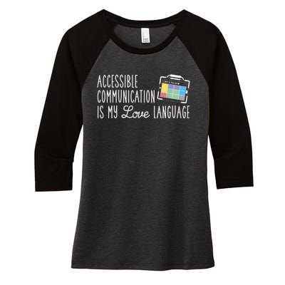 Aac Slp Speech Therapy Aac Communication Device For Autism Women's Tri-Blend 3/4-Sleeve Raglan Shirt