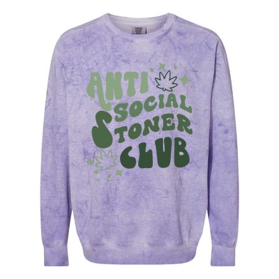 Anti Social Stoner Club Funny Weed Quote Smoking Colorblast Crewneck Sweatshirt