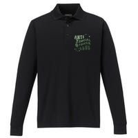 Anti Social Stoner Club Funny Weed Quote Smoking Performance Long Sleeve Polo