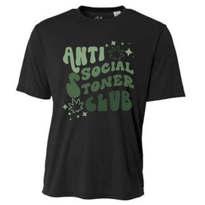 Anti Social Stoner Club Funny Weed Quote Smoking Cooling Performance Crew T-Shirt