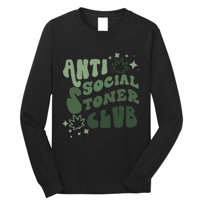 Anti Social Stoner Club Funny Weed Quote Smoking Long Sleeve Shirt