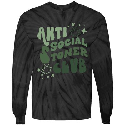 Anti Social Stoner Club Funny Weed Quote Smoking Tie-Dye Long Sleeve Shirt