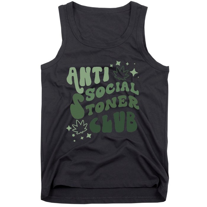 Anti Social Stoner Club Funny Weed Quote Smoking Tank Top