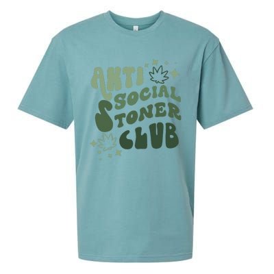 Anti Social Stoner Club Funny Weed Quote Smoking Sueded Cloud Jersey T-Shirt