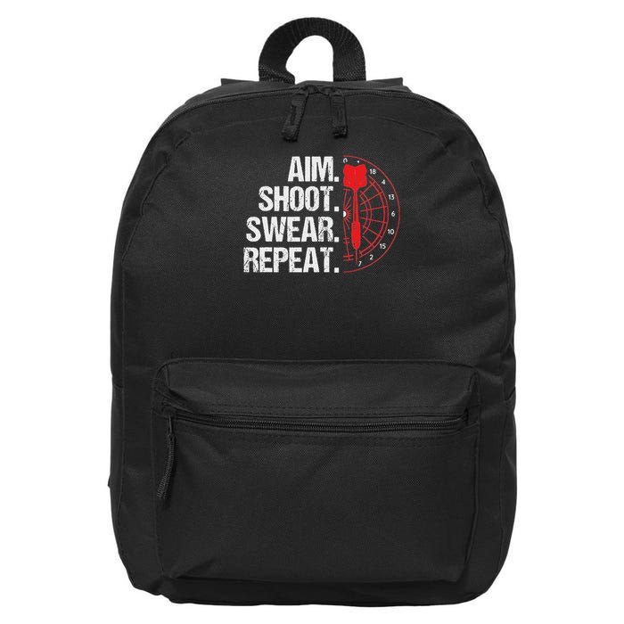 Aim Shoot Swear Repeat Dartboard Bullseye Darts 16 in Basic Backpack