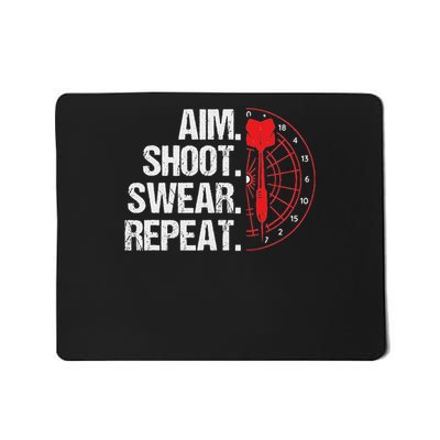 Aim Shoot Swear Repeat Dartboard Bullseye Darts Mousepad