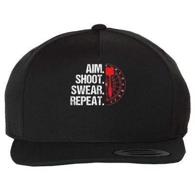 Aim Shoot Swear Repeat Dartboard Bullseye Darts Wool Snapback Cap