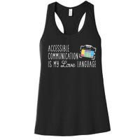 Aac Slp Speech Therapy Aac Communication Device For Autism Women's Racerback Tank