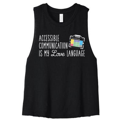 Aac Slp Speech Therapy Aac Communication Device For Autism Women's Racerback Cropped Tank