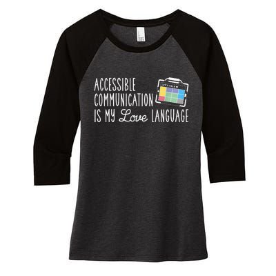 Aac Slp Speech Therapy Aac Communication Device For Autism Women's Tri-Blend 3/4-Sleeve Raglan Shirt