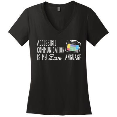 Aac Slp Speech Therapy Aac Communication Device For Autism Women's V-Neck T-Shirt