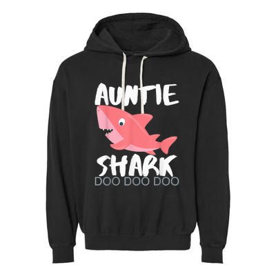 Auntie Shark Shirt Gifts From Niece Nephew Garment-Dyed Fleece Hoodie