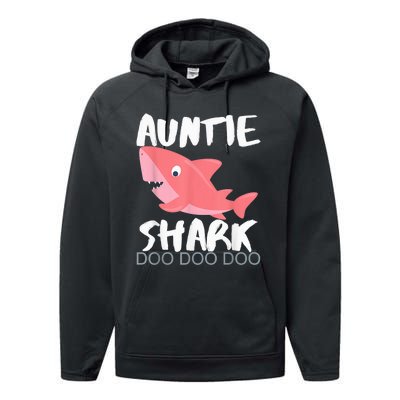 Auntie Shark Shirt Gifts From Niece Nephew Performance Fleece Hoodie