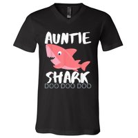 Auntie Shark Shirt Gifts From Niece Nephew V-Neck T-Shirt