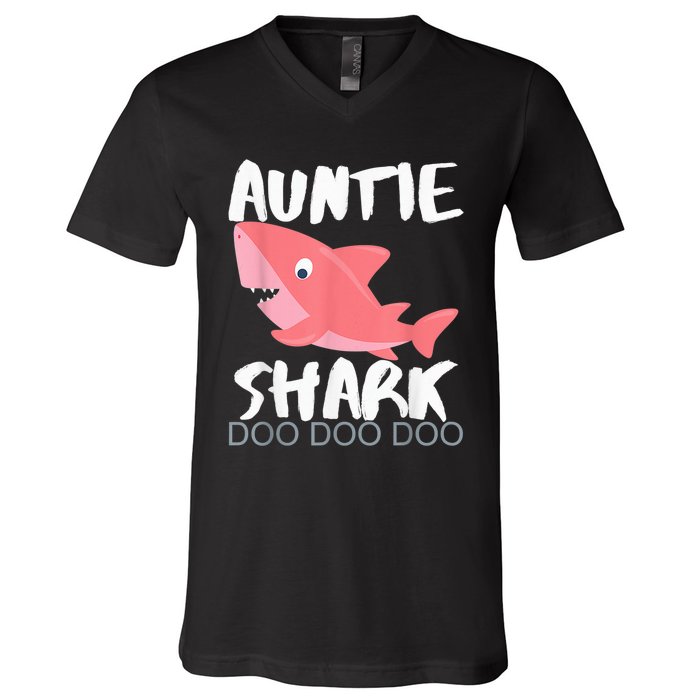 Auntie Shark Shirt Gifts From Niece Nephew V-Neck T-Shirt