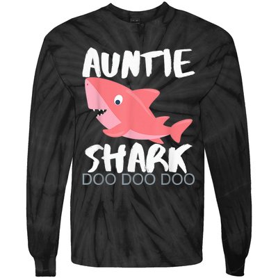 Auntie Shark Shirt Gifts From Niece Nephew Tie-Dye Long Sleeve Shirt