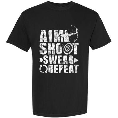 Aim Shoot Swear Repeat Bow Arrow Archery Archer Bowhunter Garment-Dyed Heavyweight T-Shirt